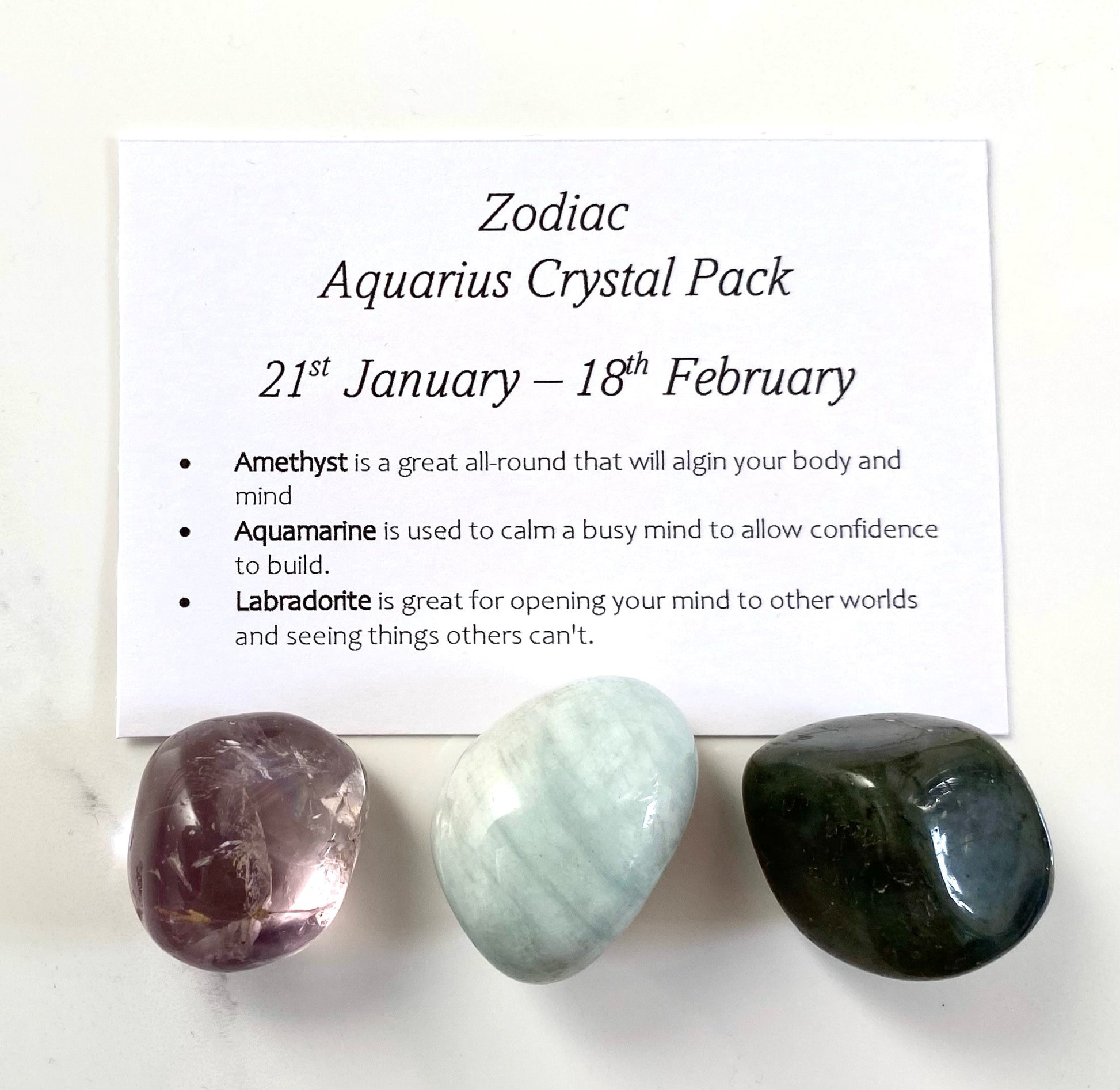 Zodiac Sign Crystal Pack Aquarius Free UK Delivery – Dan's