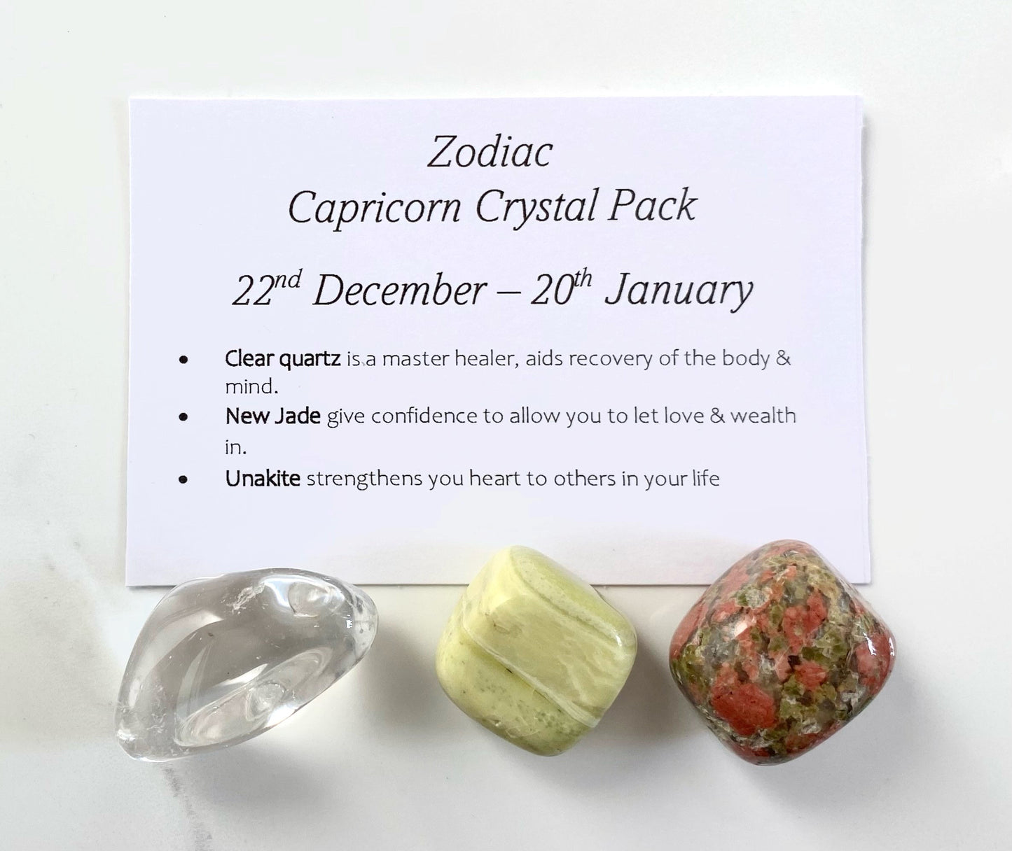 Zodiac Sign Crystal Pack - 
Capricorn - Free UK Delivery