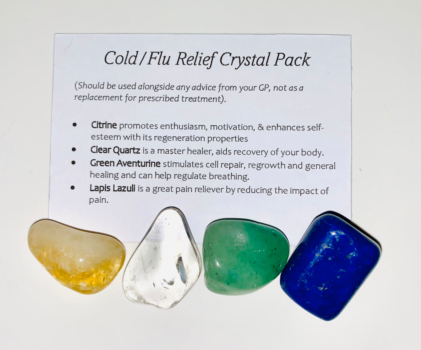 Cold/Flu Crystal Healing Care Pack - Free UK Delivery