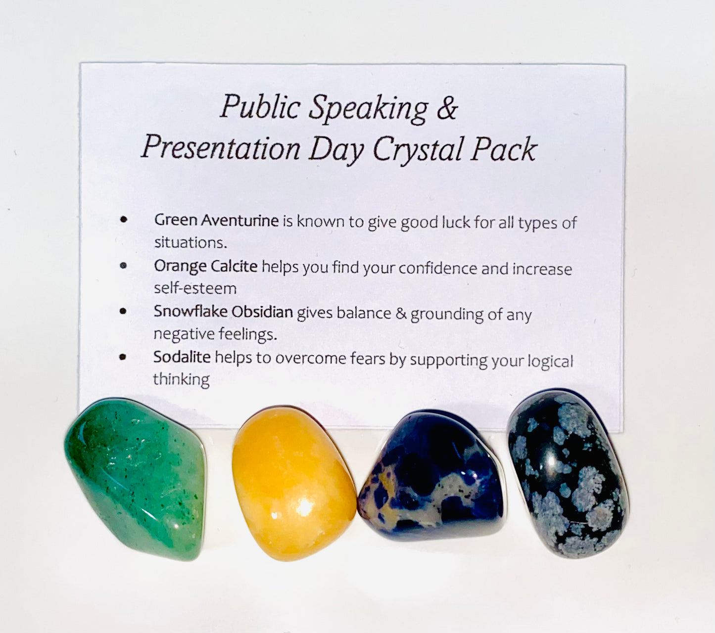 Public Speaking & Presentation Day Crystal Healing Care Pack - Free UK Delivery