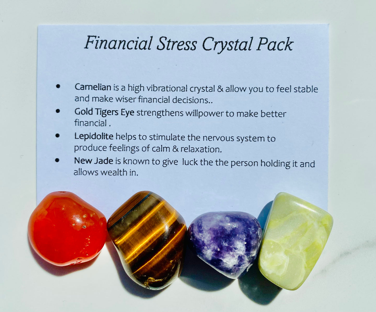 Financial Stress Crystal Healing Care Pack - Free UK Delivery