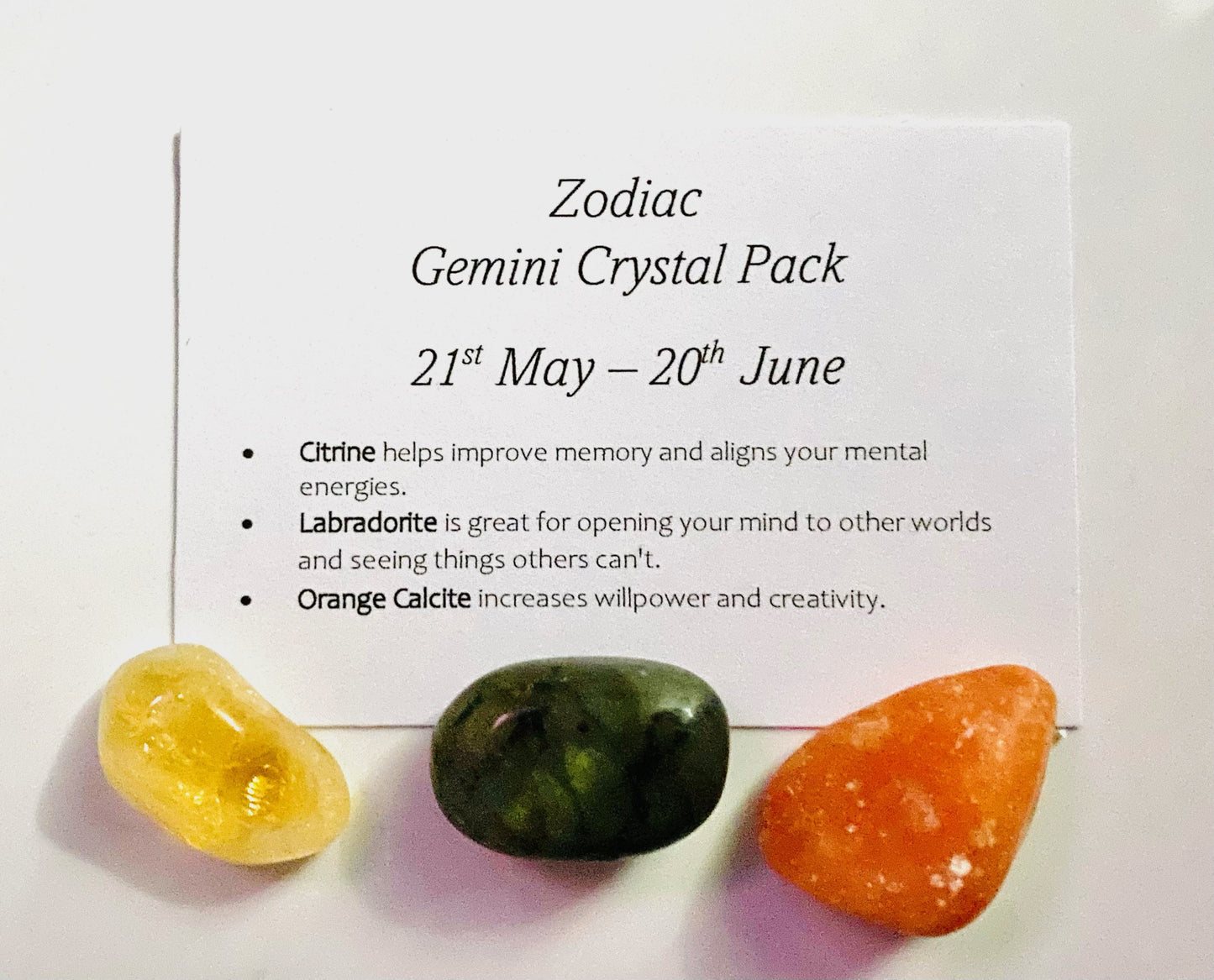 Zodiac Sign Crystal Pack - 
Gemini - Free UK Delivery