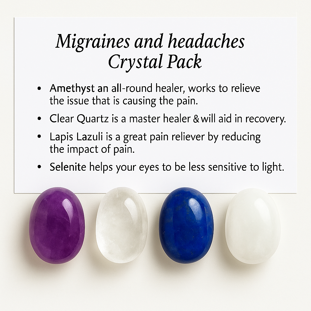 Migraine and Headaches Crystal Healing Care Pack - Free UK Delivery