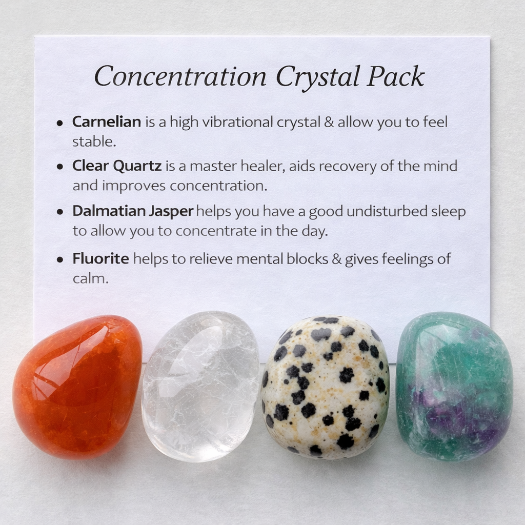 Concentration Crystal Healing Care Pack - Free UK Delivery