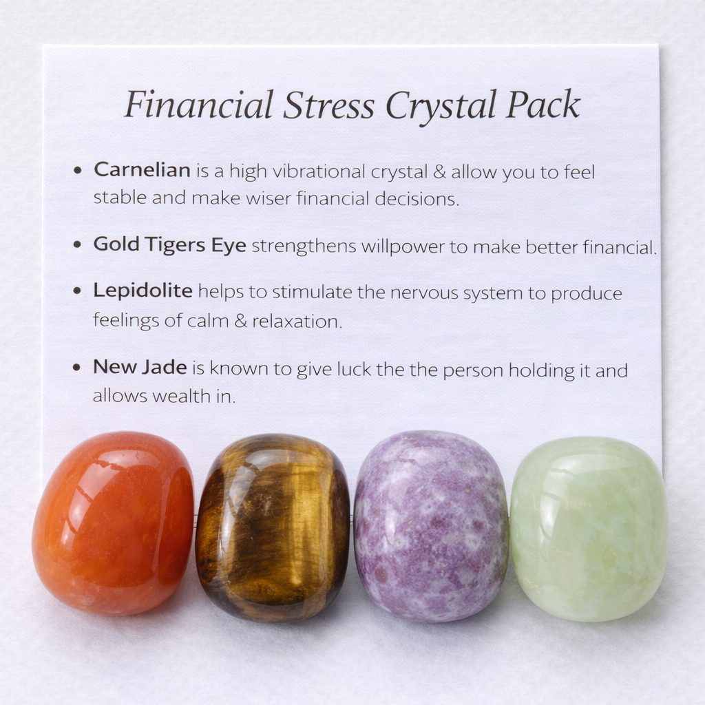 Financial Stress Crystal Healing Care Pack - Free UK Delivery