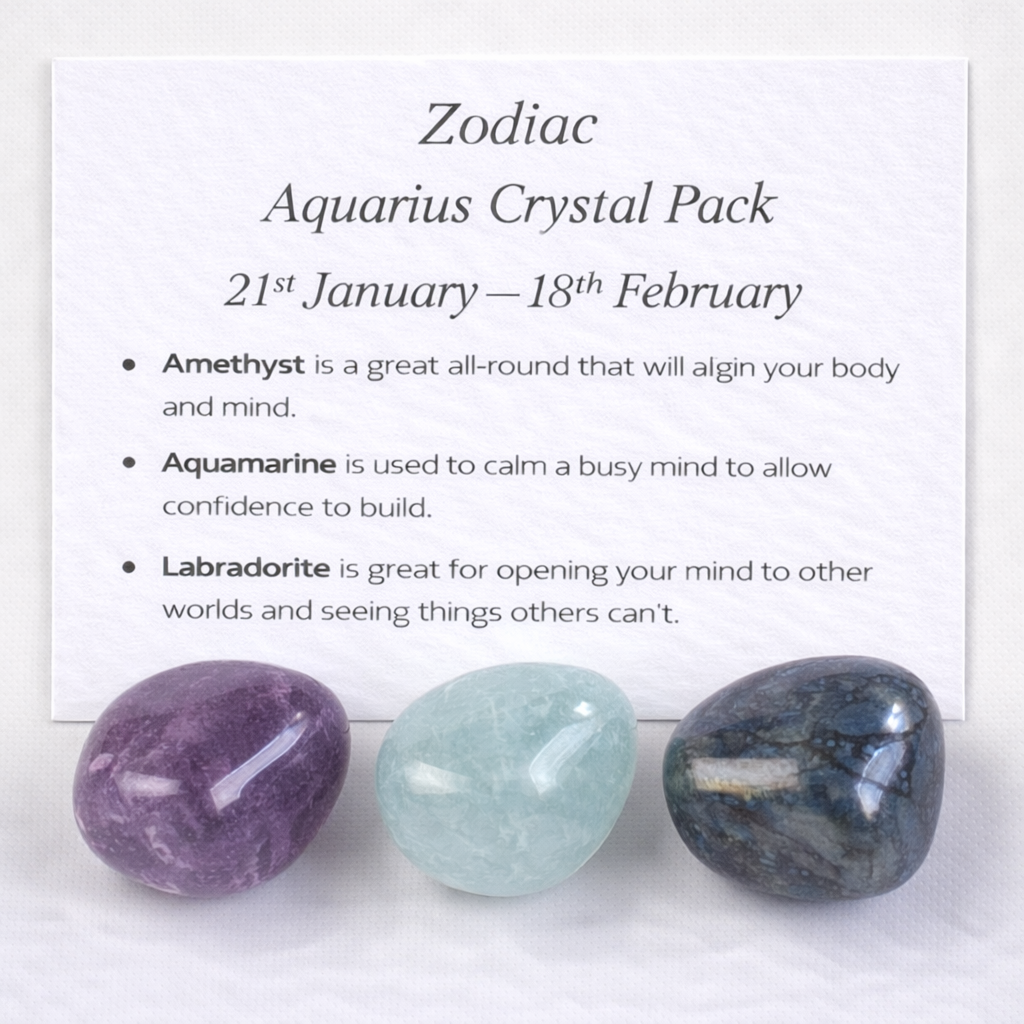 Zodiac Sign Crystal Pack - 
Aquarius - Free UK Delivery