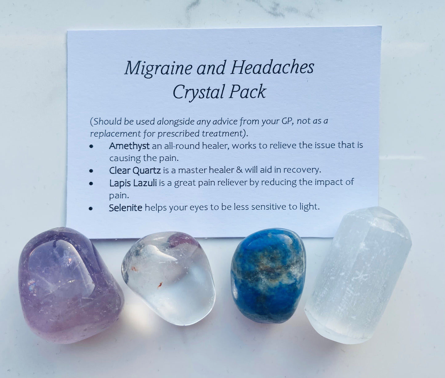 Migraine and Headaches Crystal Healing Care Pack - Free UK Delivery